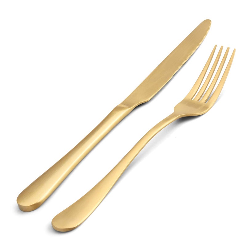 sharecook Matte Gold Silverware Set, Satin Finish 20-Piece Stainless Steel Flatware Set,Kitchen Utensil Set Service for 4,Tableware Cutlery Set for Home and Restaurant, Dishwasher Safe - Image 3